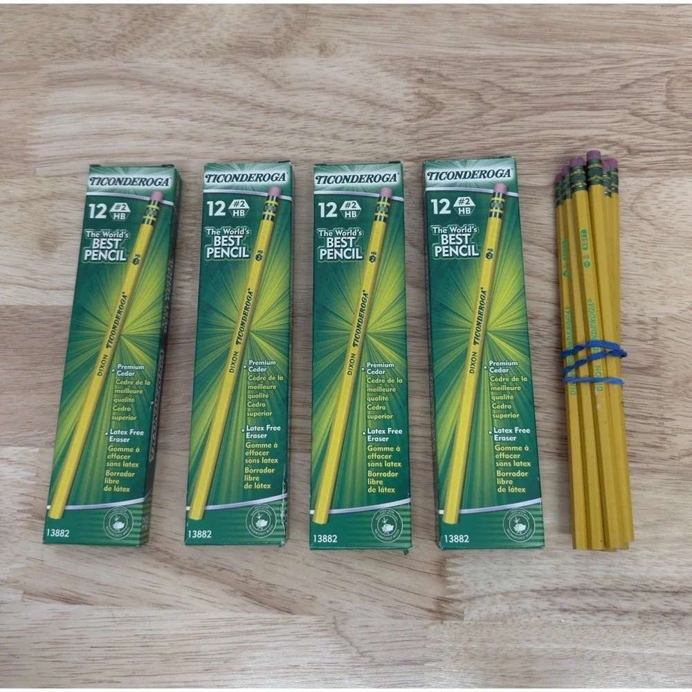 Dixon Ticonderoga #2 Pencils Woodcased Yellow 4 Packs Of 12 + 9 New #20‎